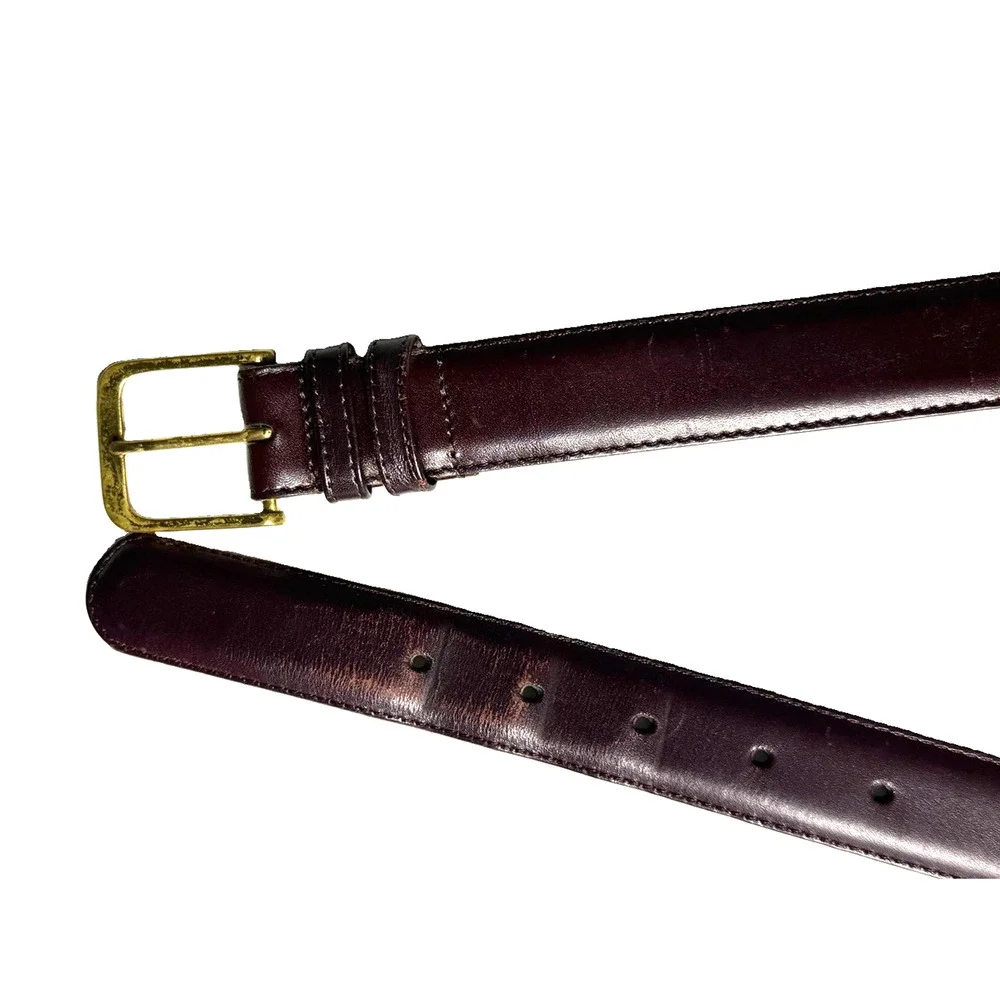 Coach Vintage Mens Belt Size 34 Genuine Cowhide Leather Brass Buckle Dk Brown